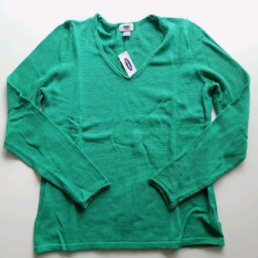 Old Navy Size L Teal Green V-Neck Sweater